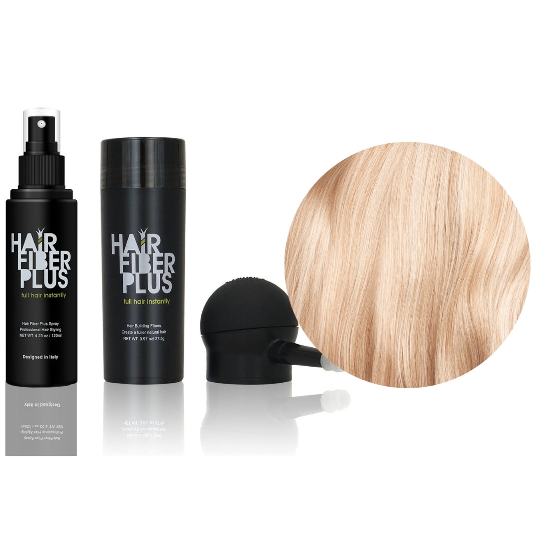 FullKit Fibre 27.5gr + Spruzzino precisione + Fissante Spray | Biondo Medio - HairFiberPlus