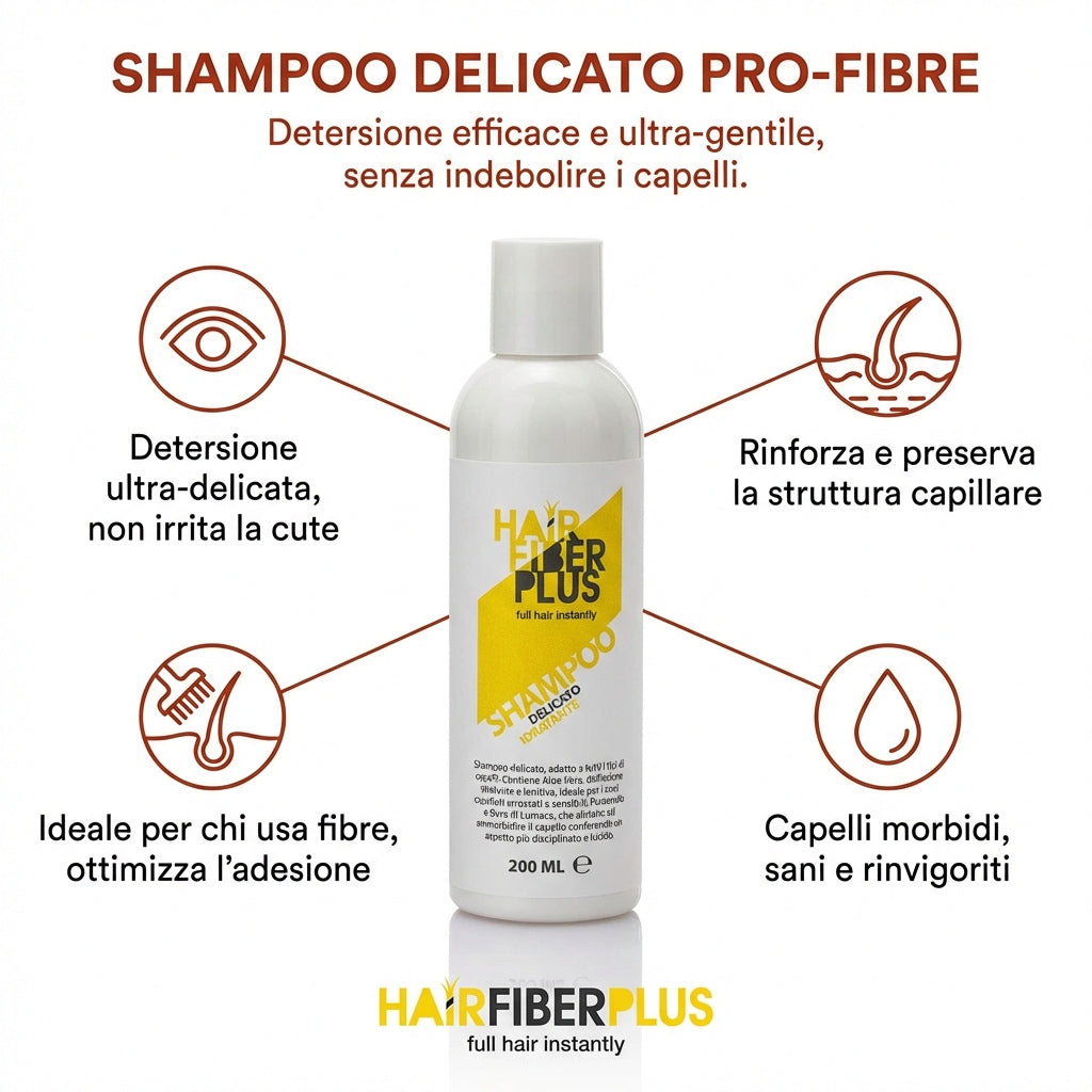 Kit Fibre 27.5gr + Shampoo Delicato Pro-Fibre | Nero - HairFiberPlus