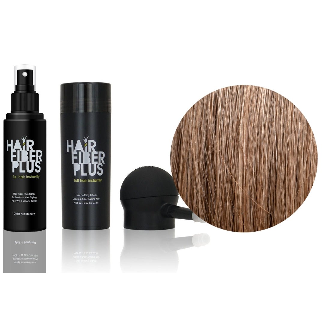 FullKit Fibre 27.5gr + Spruzzino precisione + Fissante Spray | Castano Chiaro - HairFiberPlus