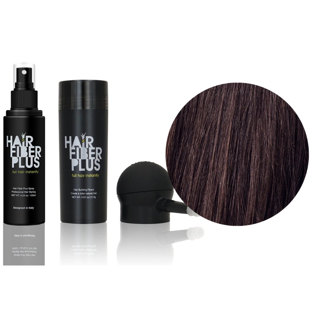 FullKit Fibre 27.5gr + Spruzzino precisione + Fissante Spray | Castano Scuro - HairFiberPlus