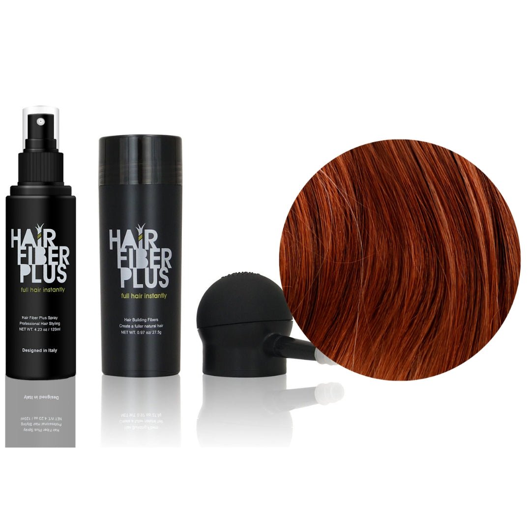 FullKit Fibre 27.5gr + Spruzzino precisione + Fissante Spray | Castano Dorato - HairFiberPlus