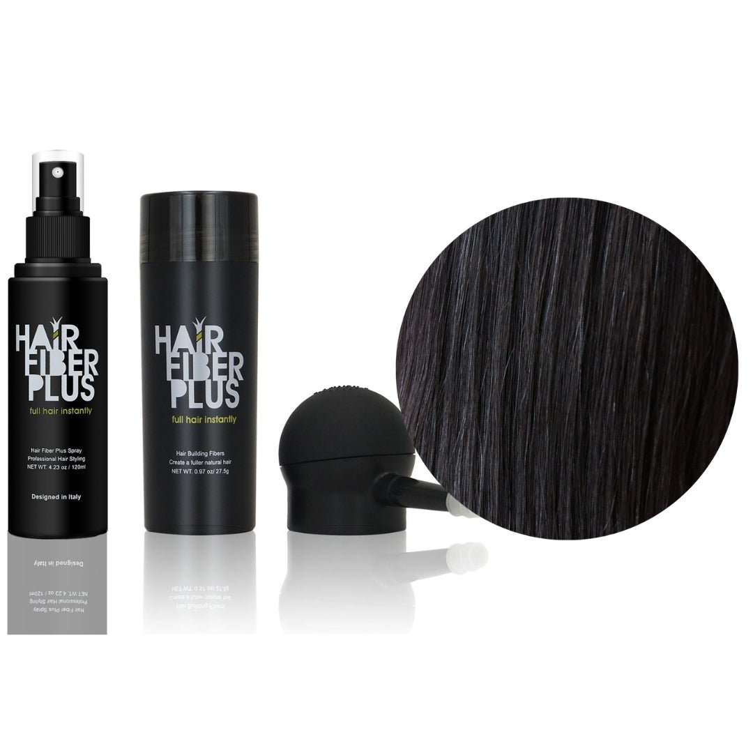 FullKit Fibre 27.5gr + Spruzzino precisione + Fissante Spray | Nero - HairFiberPlus
