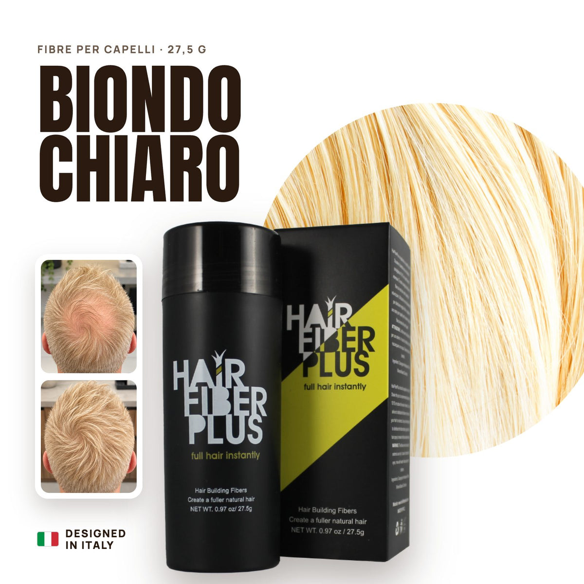 Fibre di cotone HairFiberPlus Biondo Chiaro 27,5g – copri diradamento e calvizie