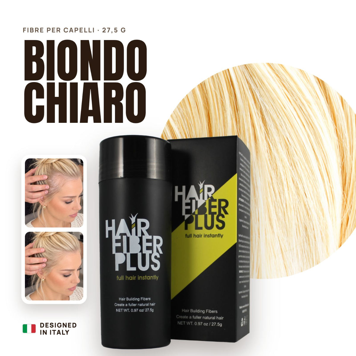 Fibre di cotone HairFiberPlus Biondo Chiaro 27,5g – copri diradamento capelli donna