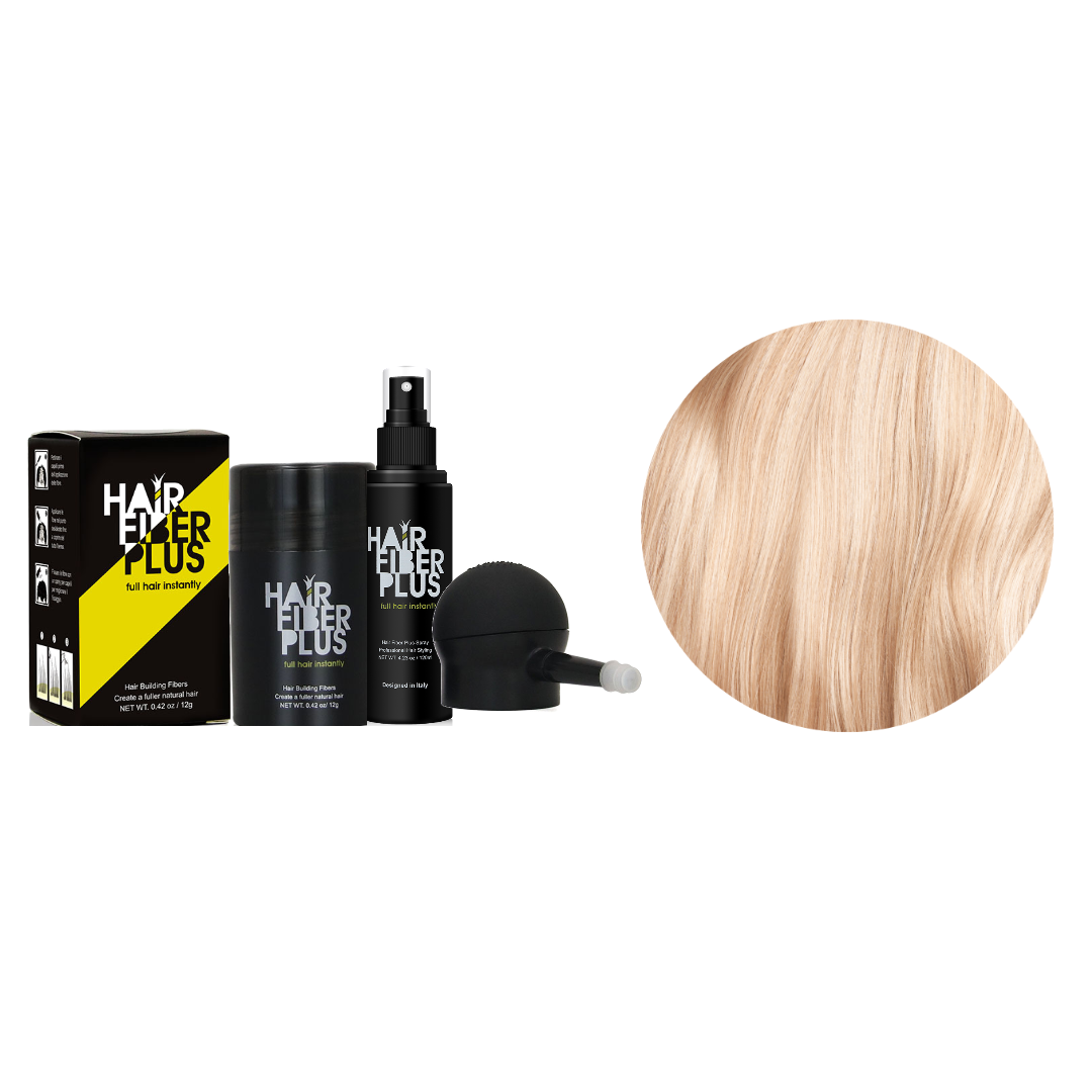 Kit Completo HairFiberPlus Biondo Medio – fibre di cotone 12g, spruzzino di precisione e fissante spray