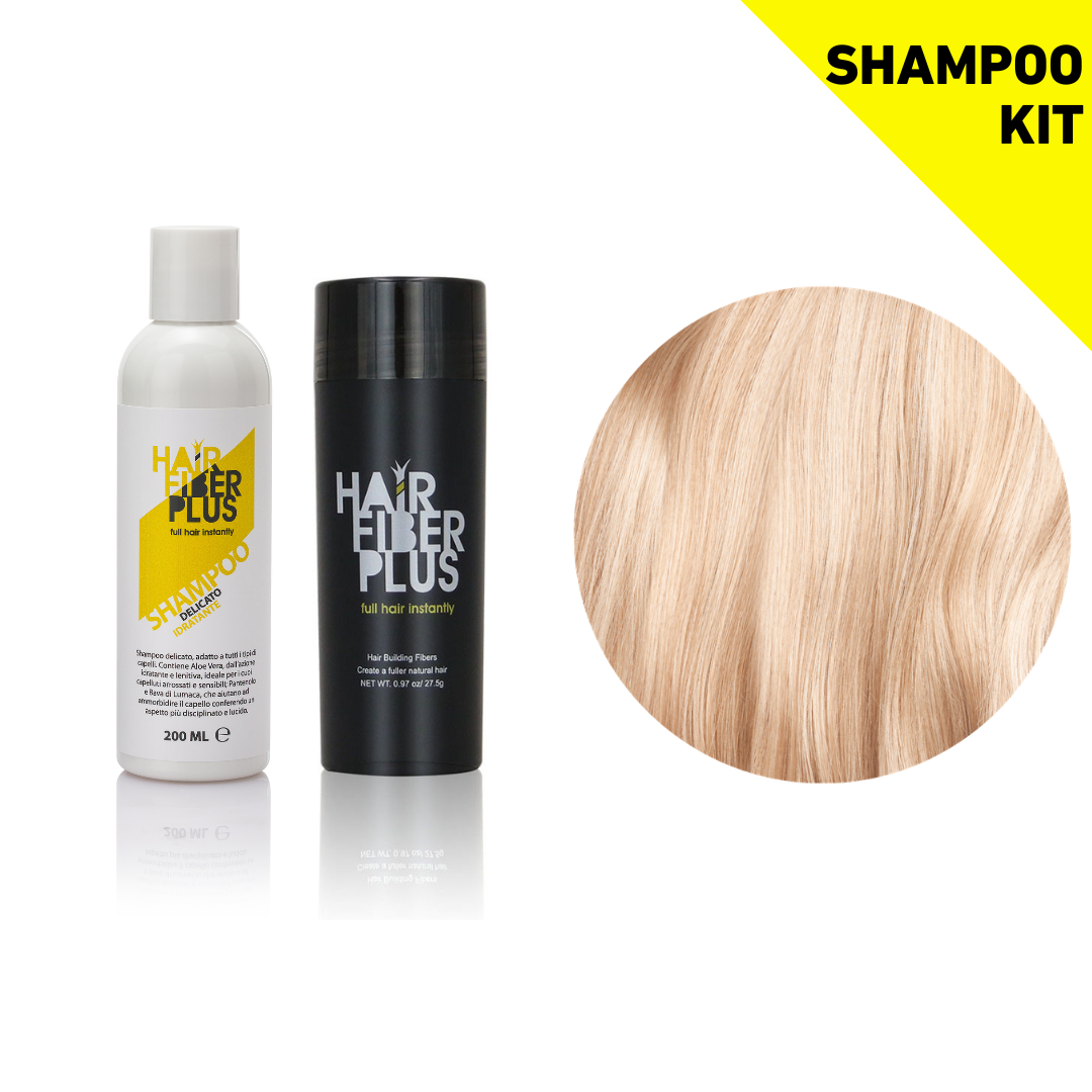 Kit Fibre 27.5gr + Shampoo Delicato Pro-Fibre | Biondo Medio - HairFiberPlus