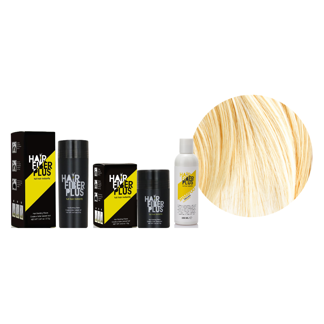 Kit Casa & Viaggio HairFiberPlus Biondo Chiaro – fibre 27,5g, fibre 12g e shampoo