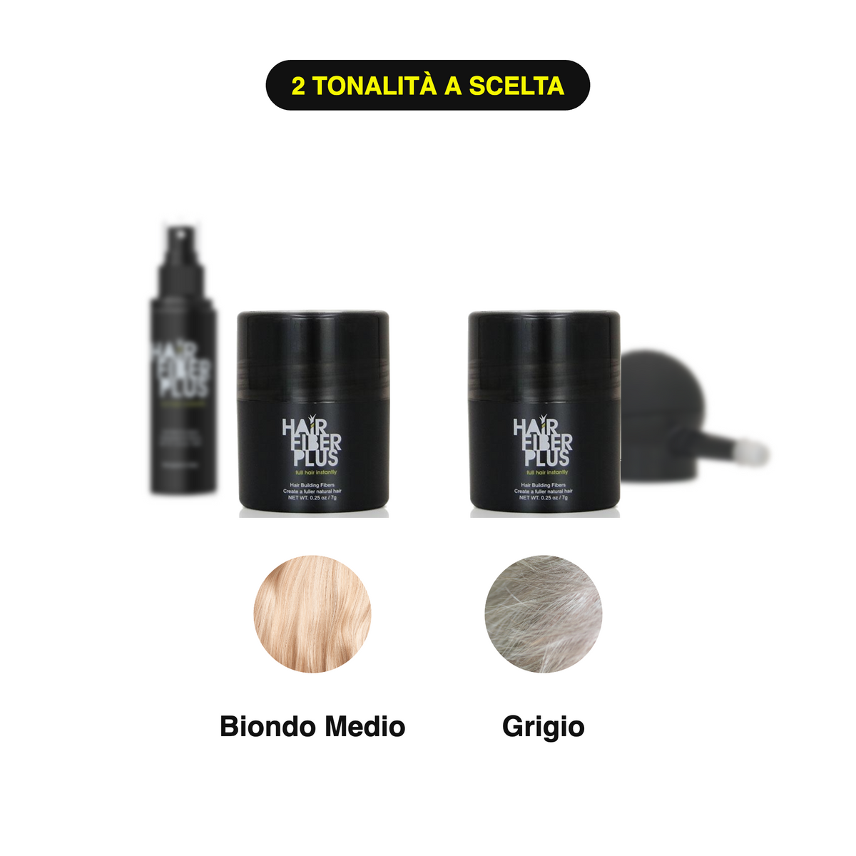 Kit Prova 2 Tonalità HairFiberPlus – Biondo Medio + Grigio