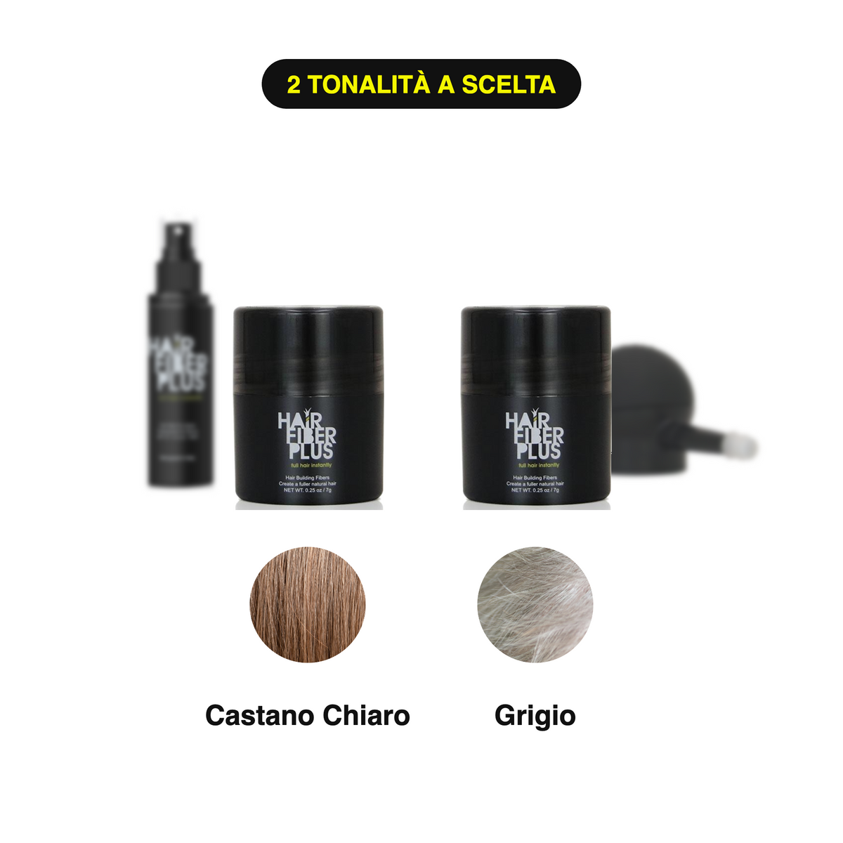 Kit Prova 2 Tonalità HairFiberPlus – Castano Chiaro + Grigio