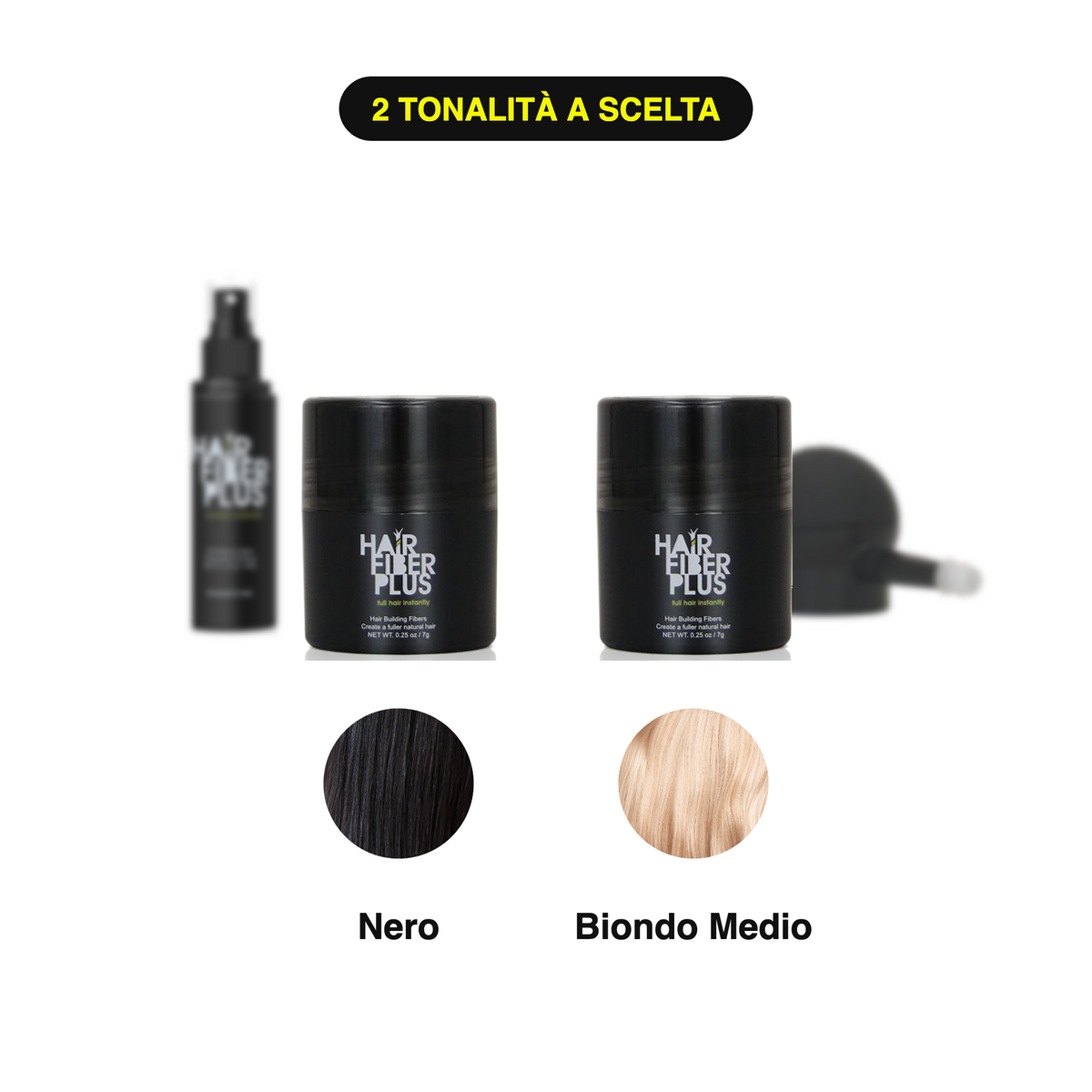 Kit Prova 2 Tonalità HairFiberPlus – Nero + Biondo Medio