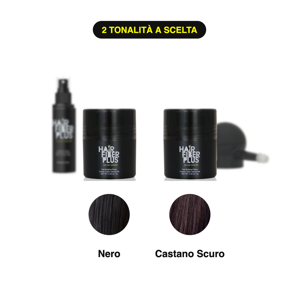 Kit Prova 2 Tonalità HairFiberPlus – Nero + Castano Scuro