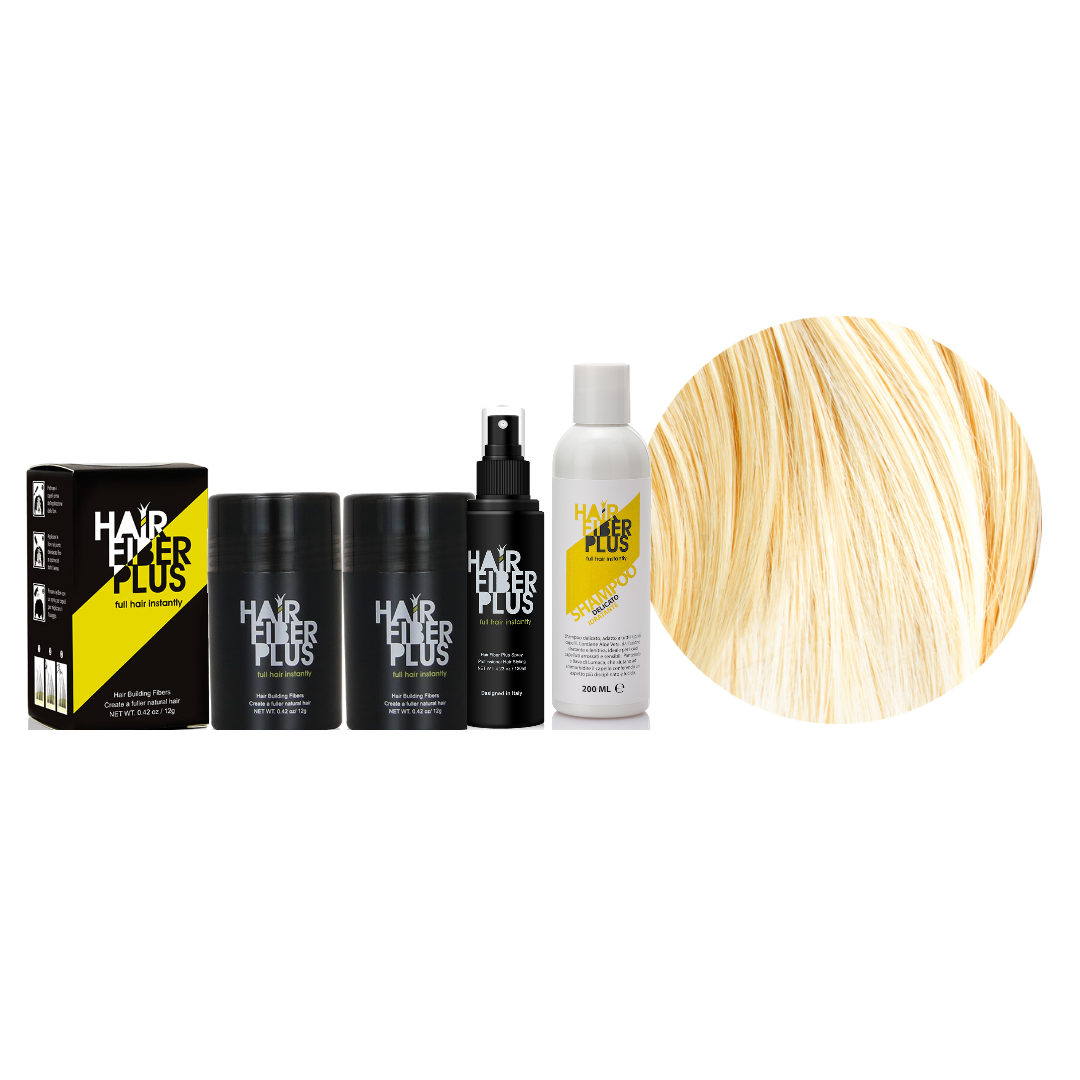 Scorta 12g Duo HairFiberPlus Biondo Chiaro – 2 flaconi fibre 12g, fissante spray e shampoo