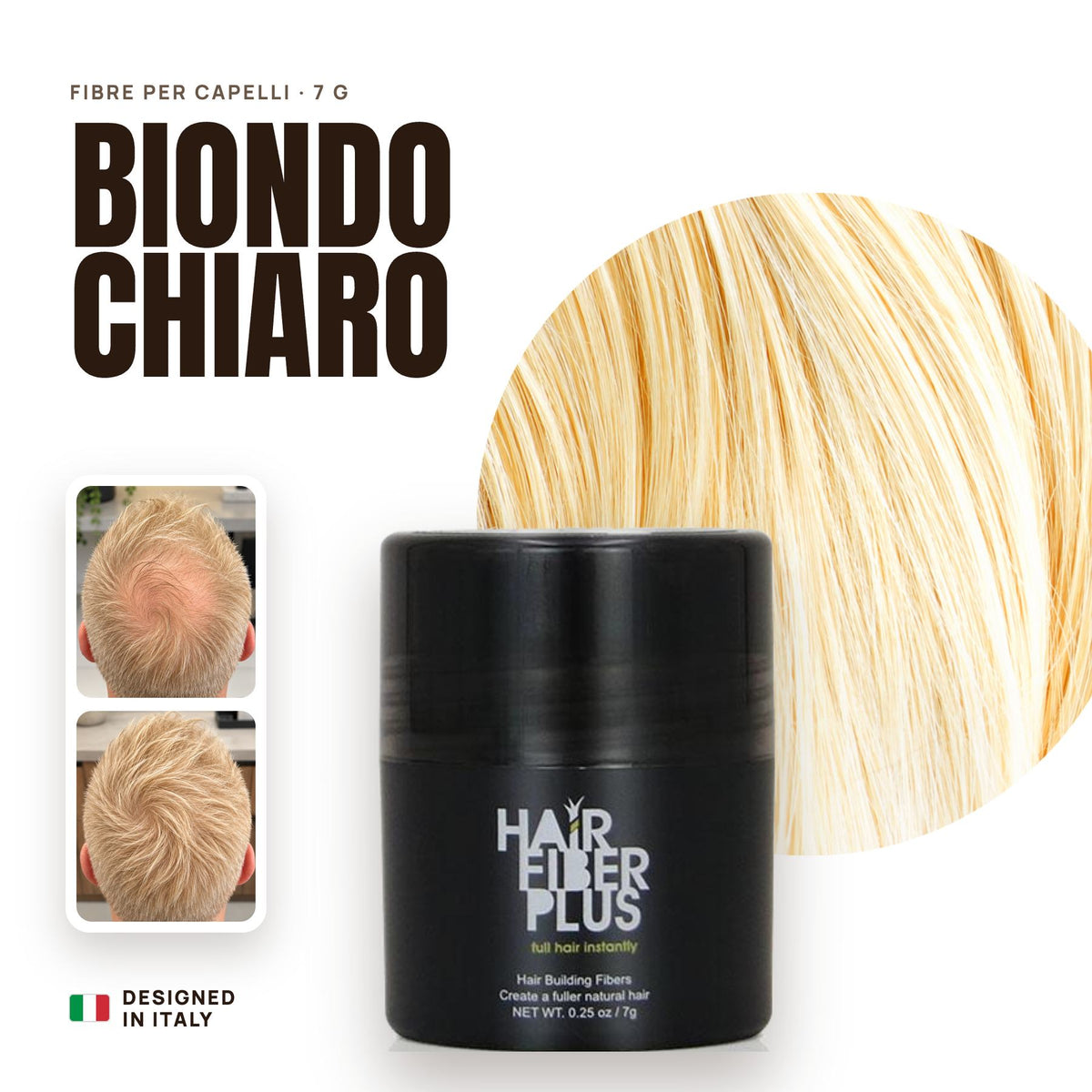 Fibre di cotone HairFiberPlus Biondo Chiaro 7g – formato prova copri diradamento