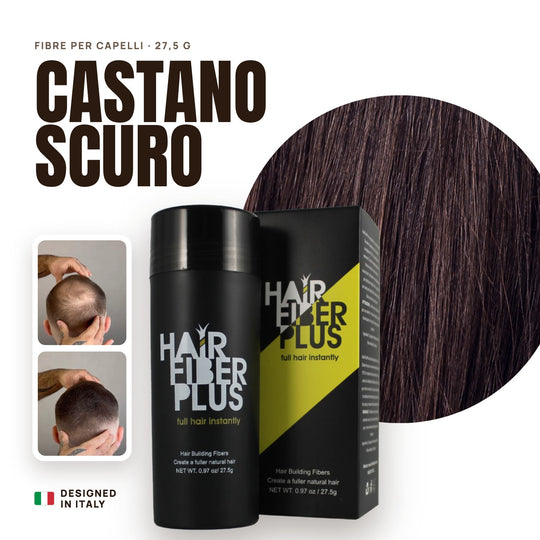 Fibre di cotone HairFiberPlus Castano Scuro 27,5g – copri diradamento e calvizie