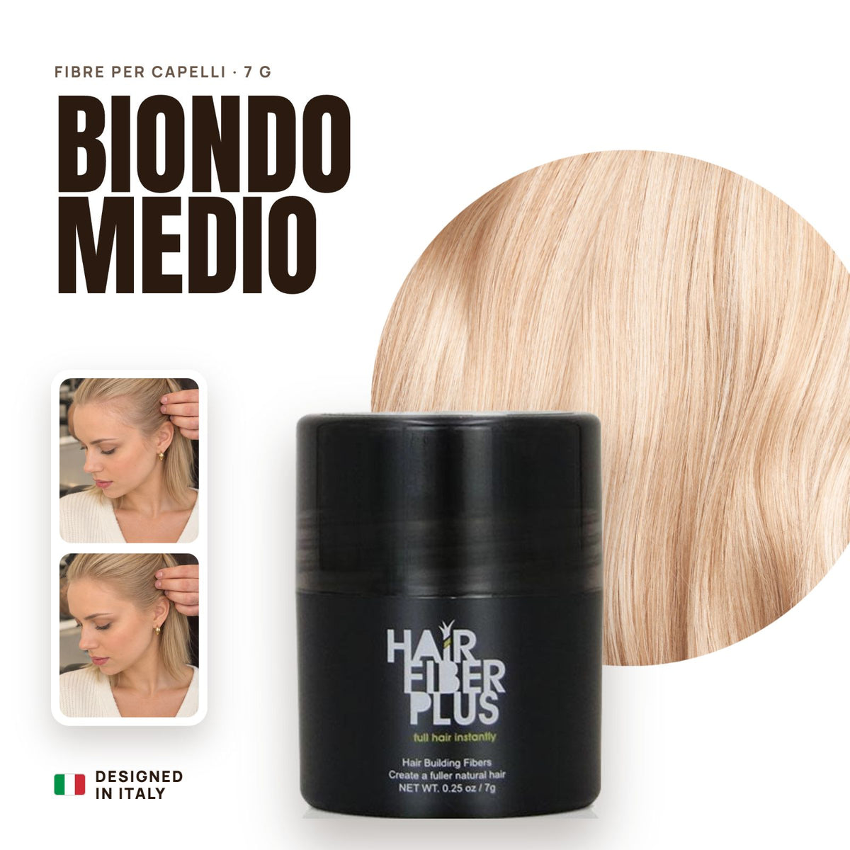 Fibre di cotone HairFiberPlus Biondo Medio 7g – copri diradamento capelli donna