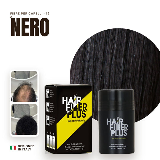Fibre di cotone HairFiberPlus Nero 12g – copri diradamento e calvizie