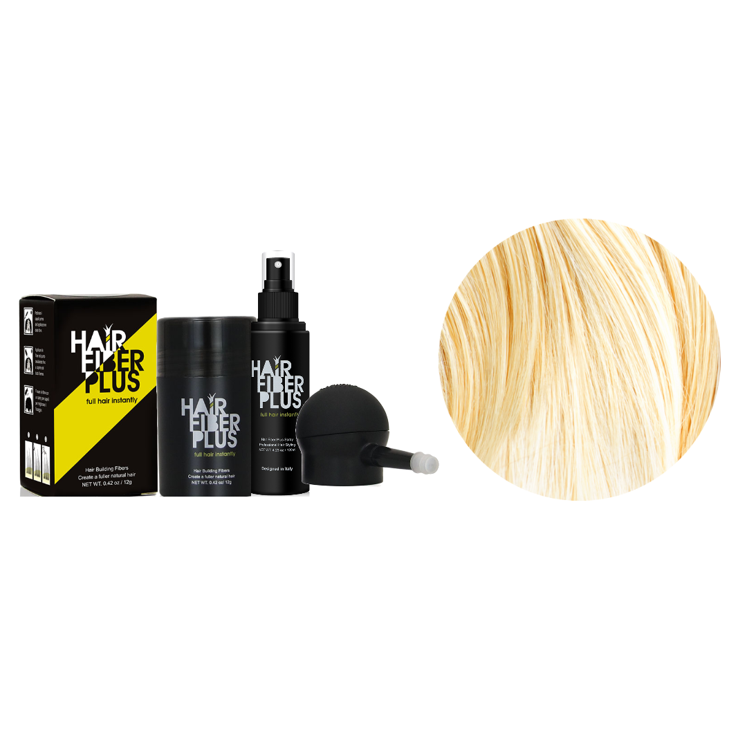 Kit Completo HairFiberPlus Biondo Chiaro – fibre di cotone 12g, spruzzino di precisione e fissante spray