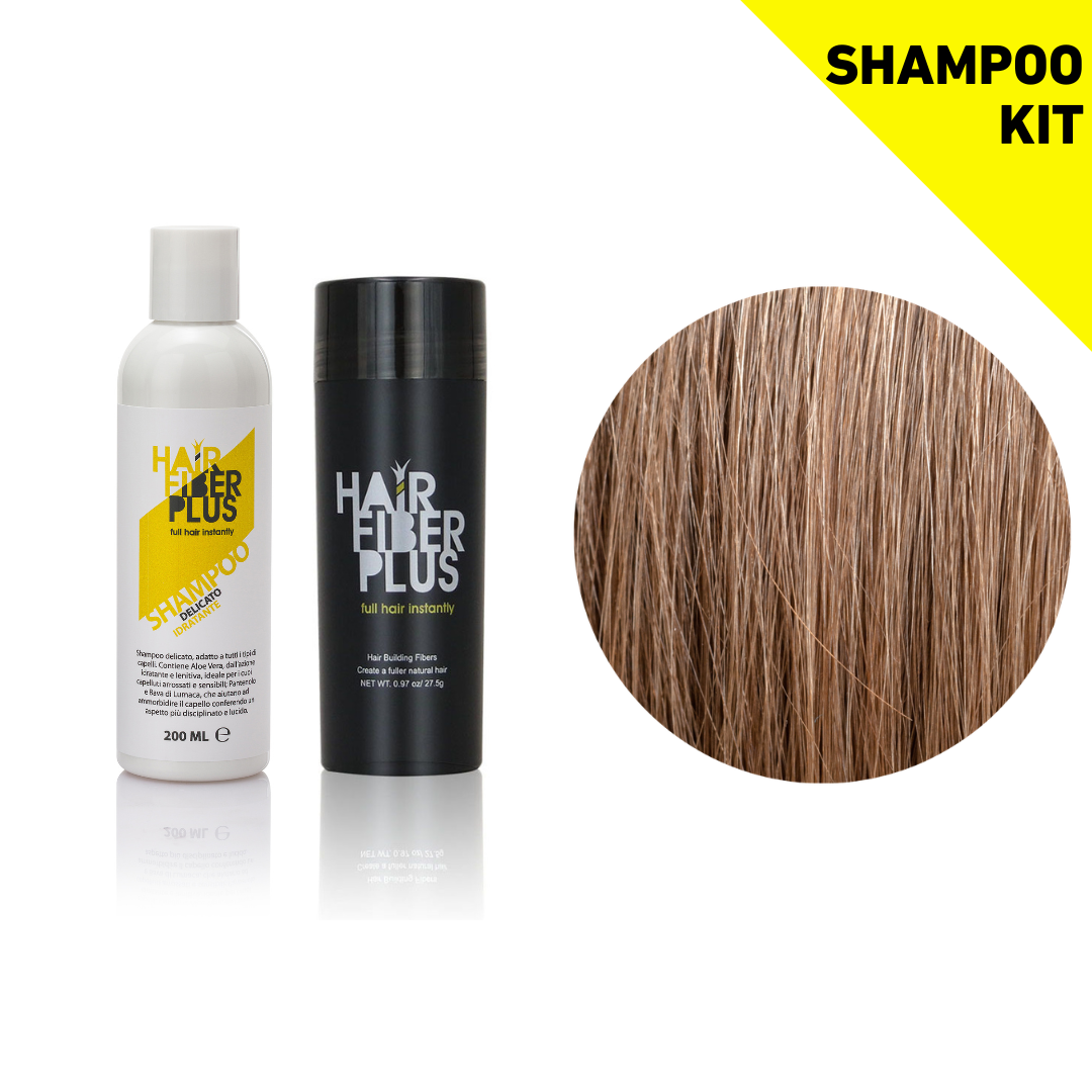 Kit Fibre 27.5gr + Shampoo Delicato Pro-Fibre | Castano Chiaro - HairFiberPlus