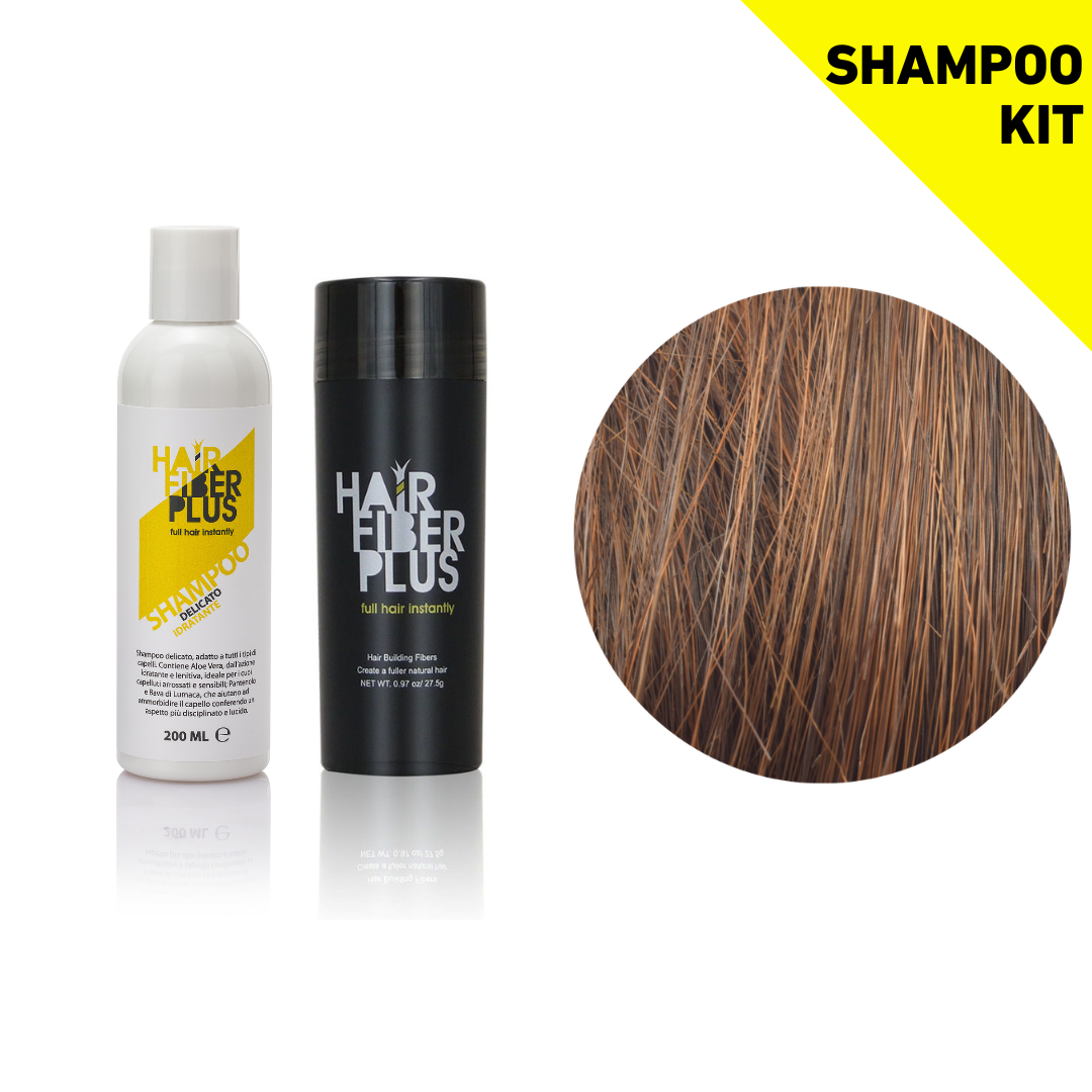 Kit Fibre 27.5gr + Shampoo Delicato Pro-Fibre | Castano Medio - HairFiberPlus