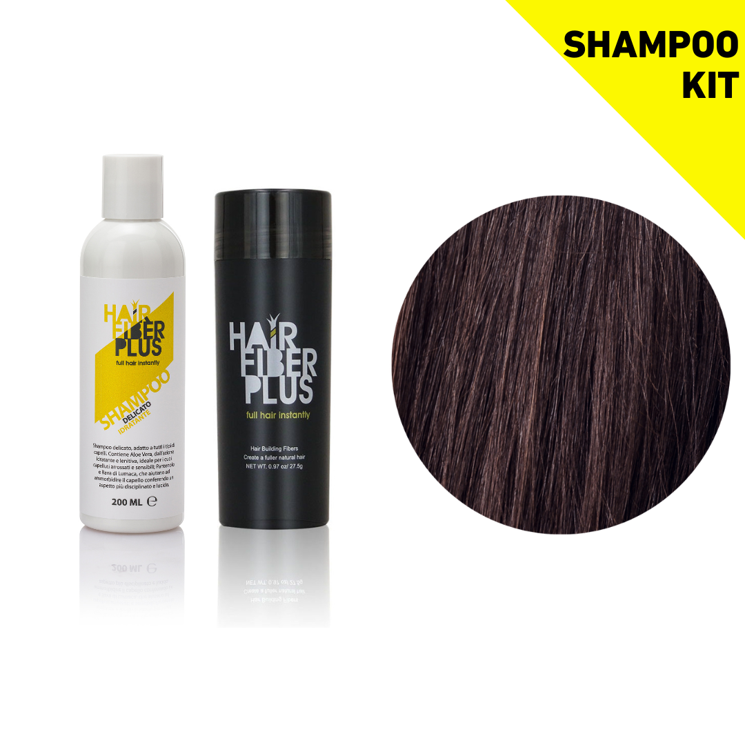 Kit Fibre 27.5gr + Shampoo Delicato Pro-Fibre | Castano Scuro - HairFiberPlus