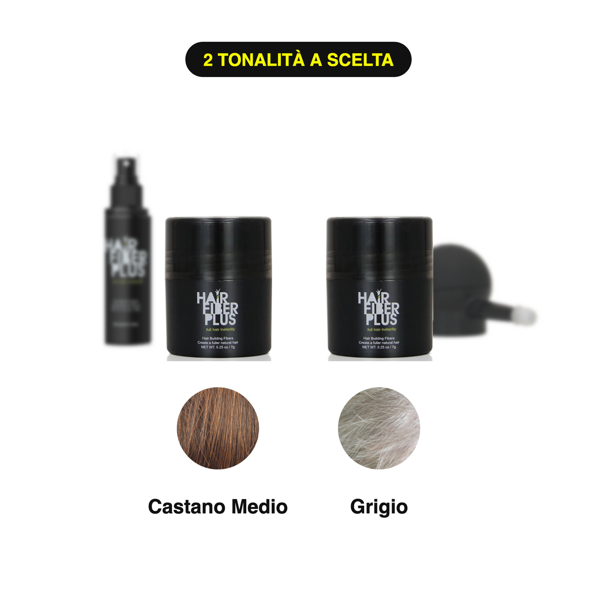 Kit Prova 2 Tonalità HairFiberPlus – Castano Medio + Grigio