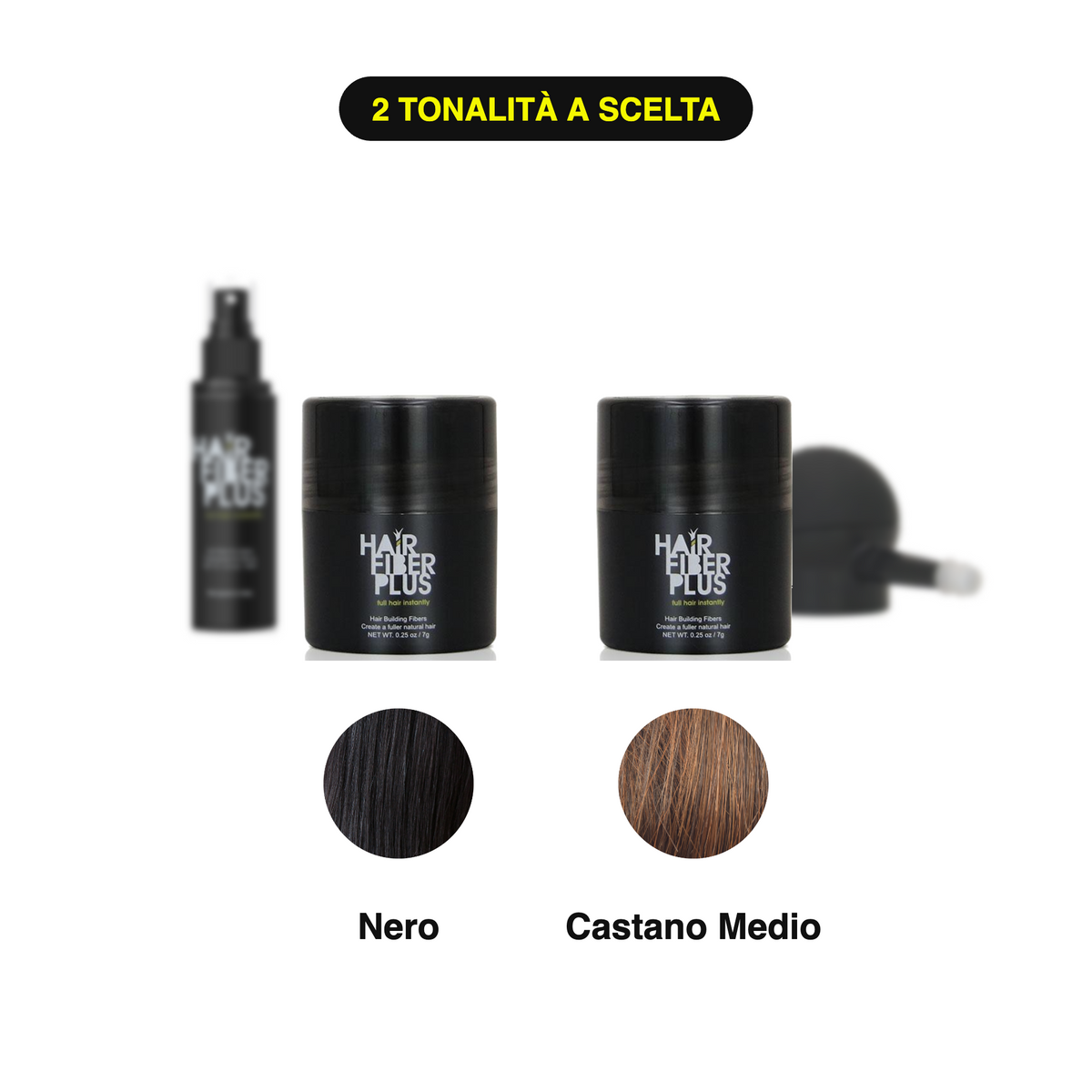 Kit Prova 2 Tonalità HairFiberPlus – Nero + Castano Medio