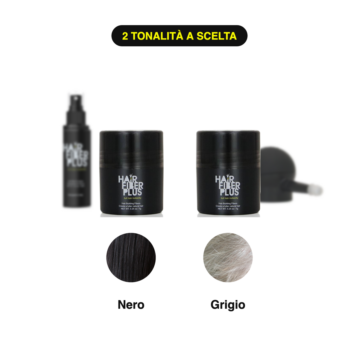Kit Prova 2 Tonalità HairFiberPlus – Nero + Grigio